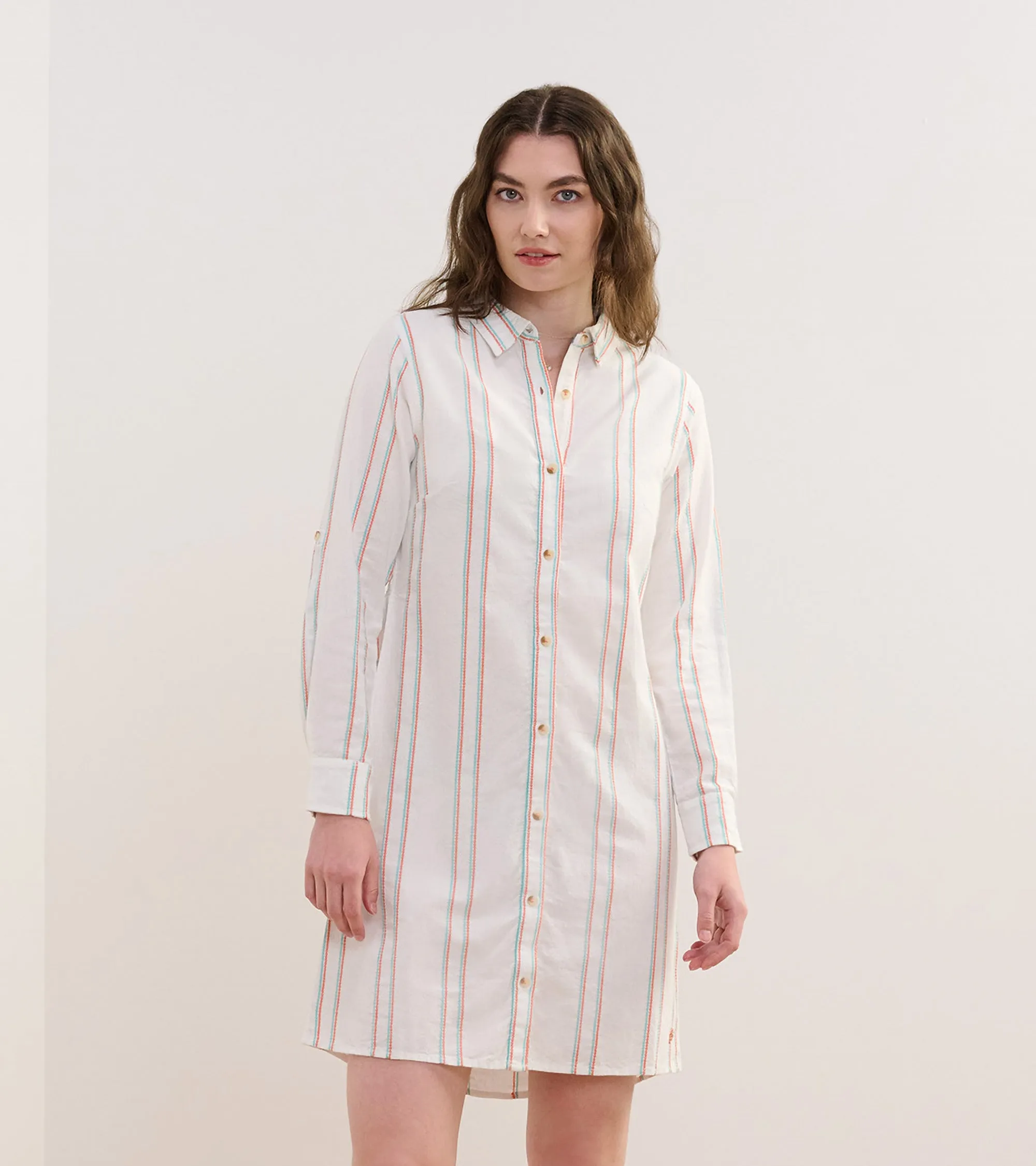Cara Shirt Dress - Peach Chain Stripes -Hatley