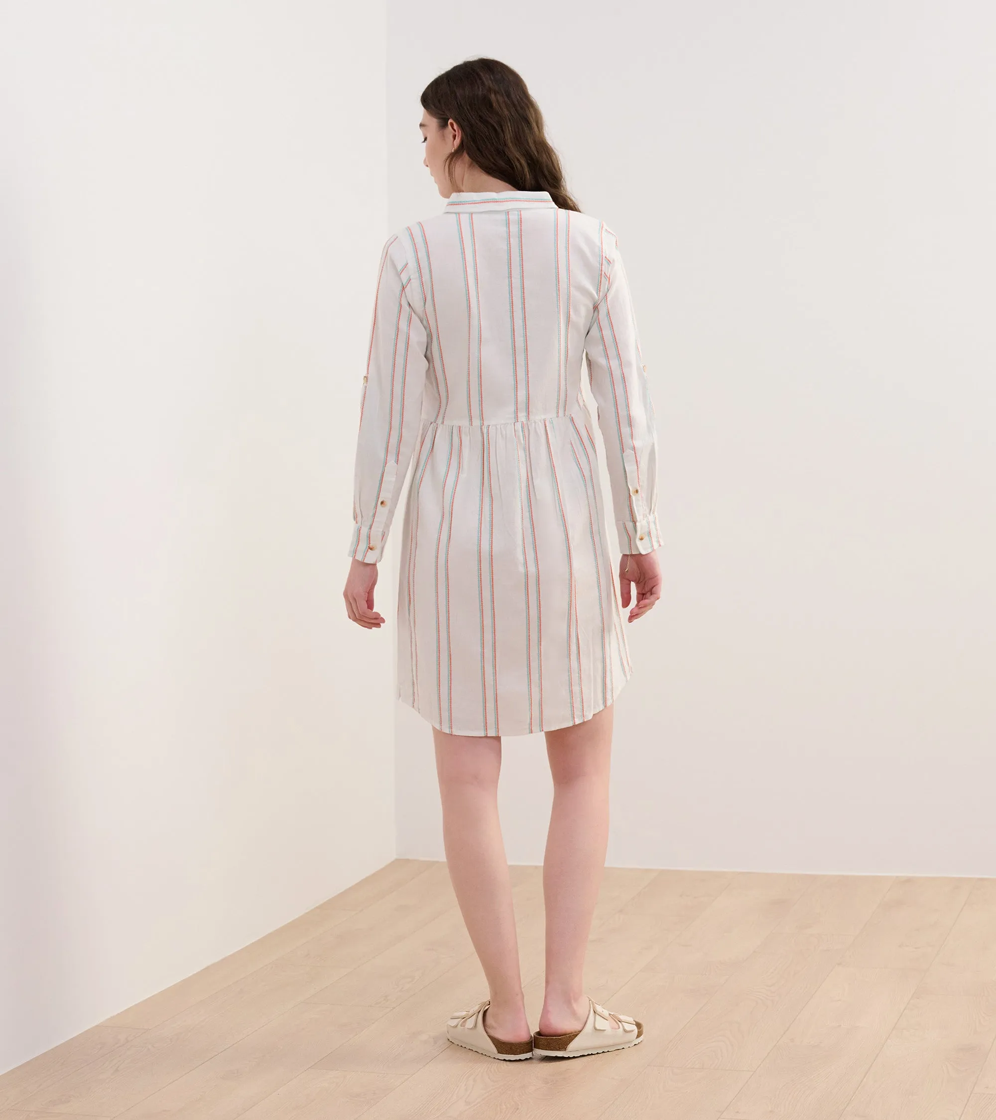 Cara Shirt Dress - Peach Chain Stripes -Hatley
