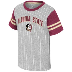 Colosseum Toddler Florida State/Seminole Logo Short Sleeve Baseball T-shirt - Heathered Grey