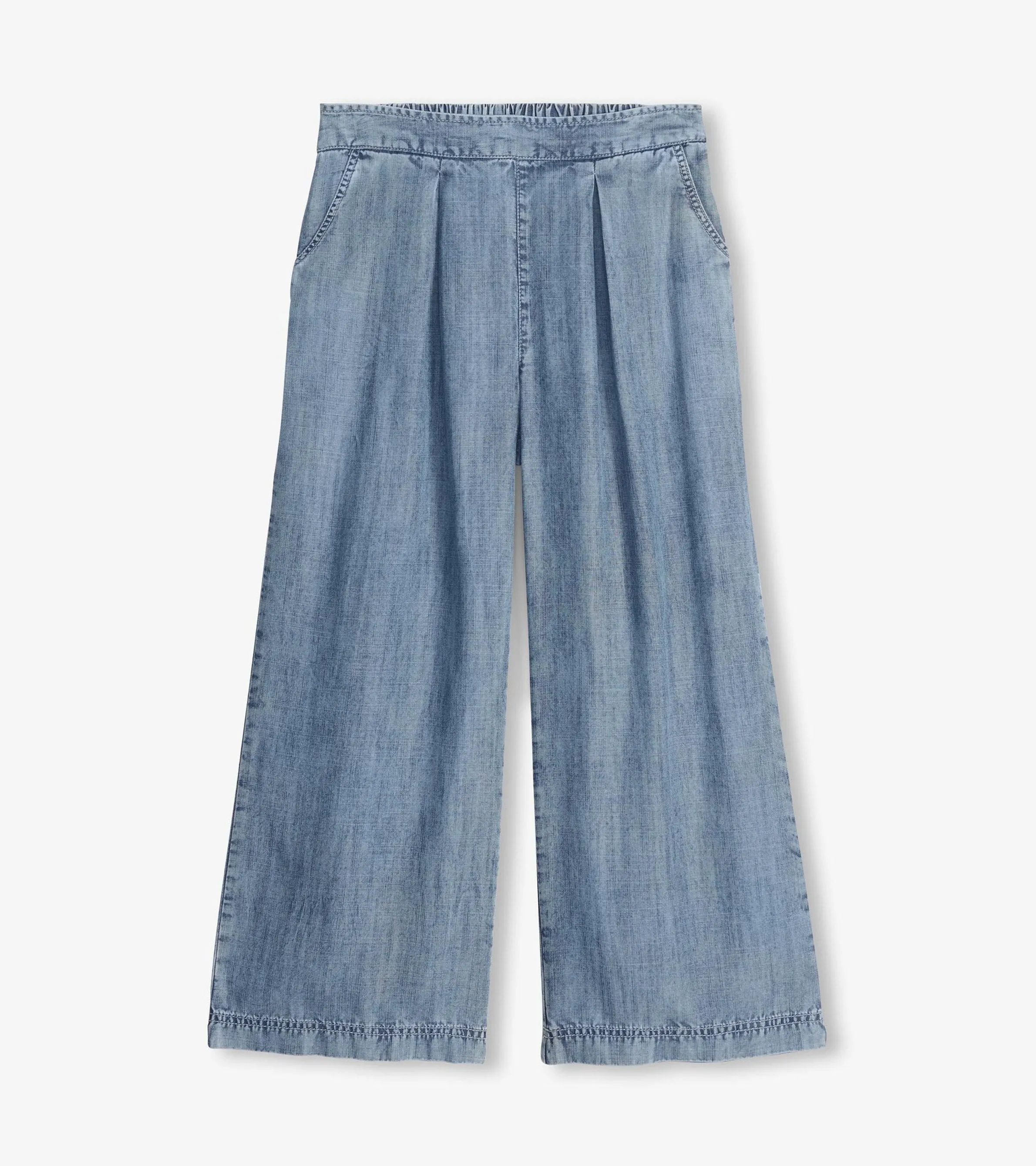 Cropped Wide Leg Pants - Blue Acid Rinse -Hatley
