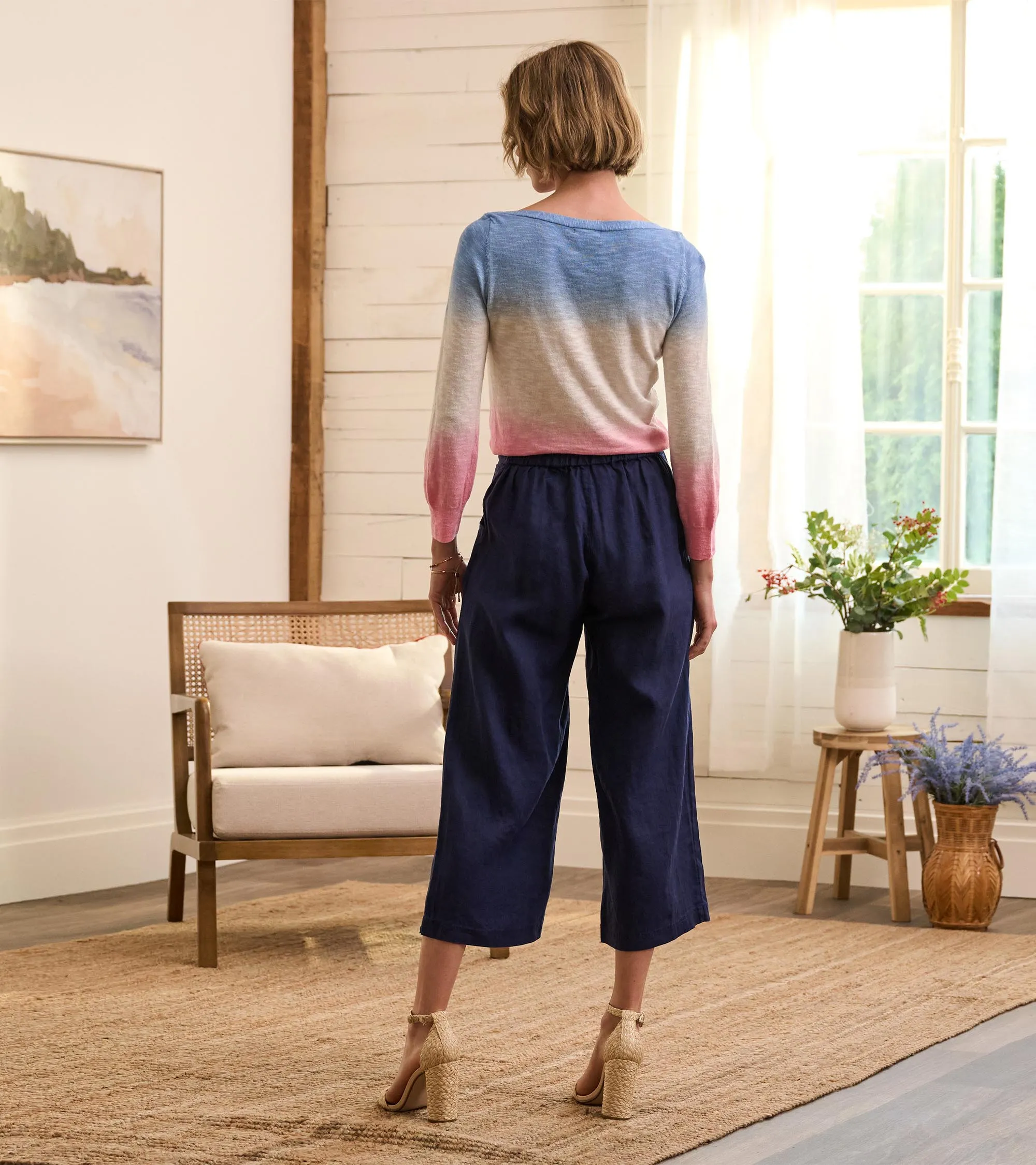 Cropped Wide Leg Pants - Navy -Hatley