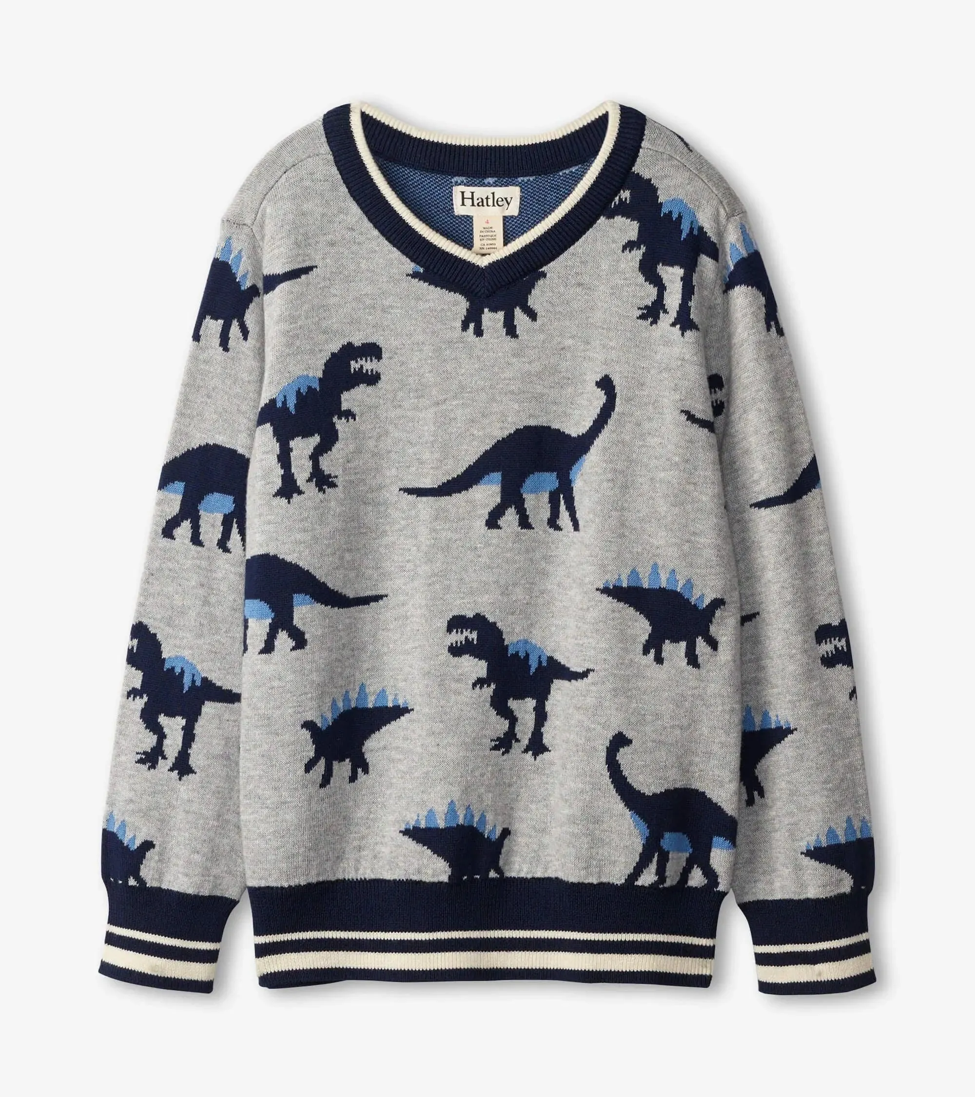 Dino Herd V-Neck Sweater | Hatley