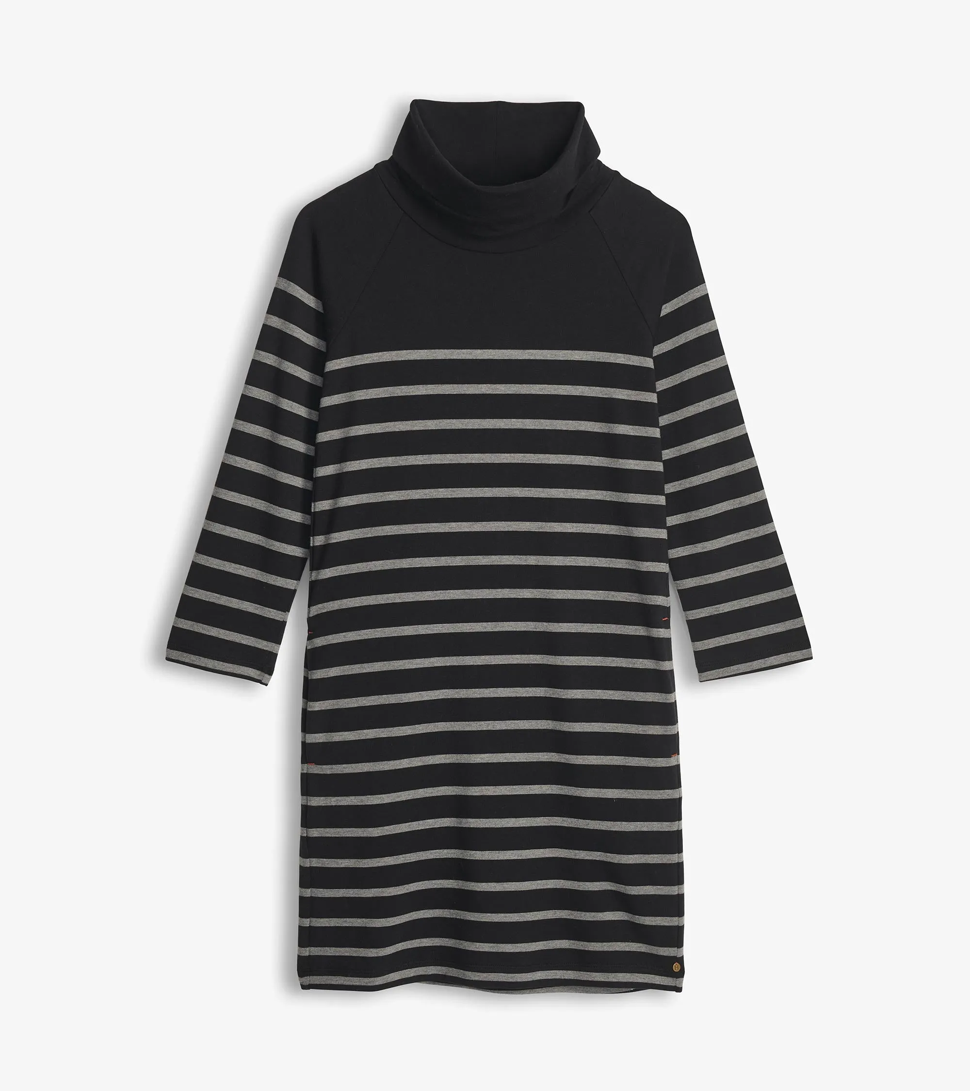 Draped Collar Dress - Caviar Stripe -Hatley
