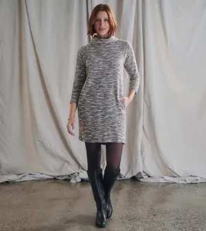 Draped Collar Dress - Heather Grey -Hatley