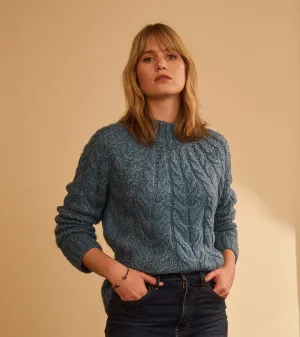 Dylan Cable Knit Sweater - Blue Heather -Hatley
