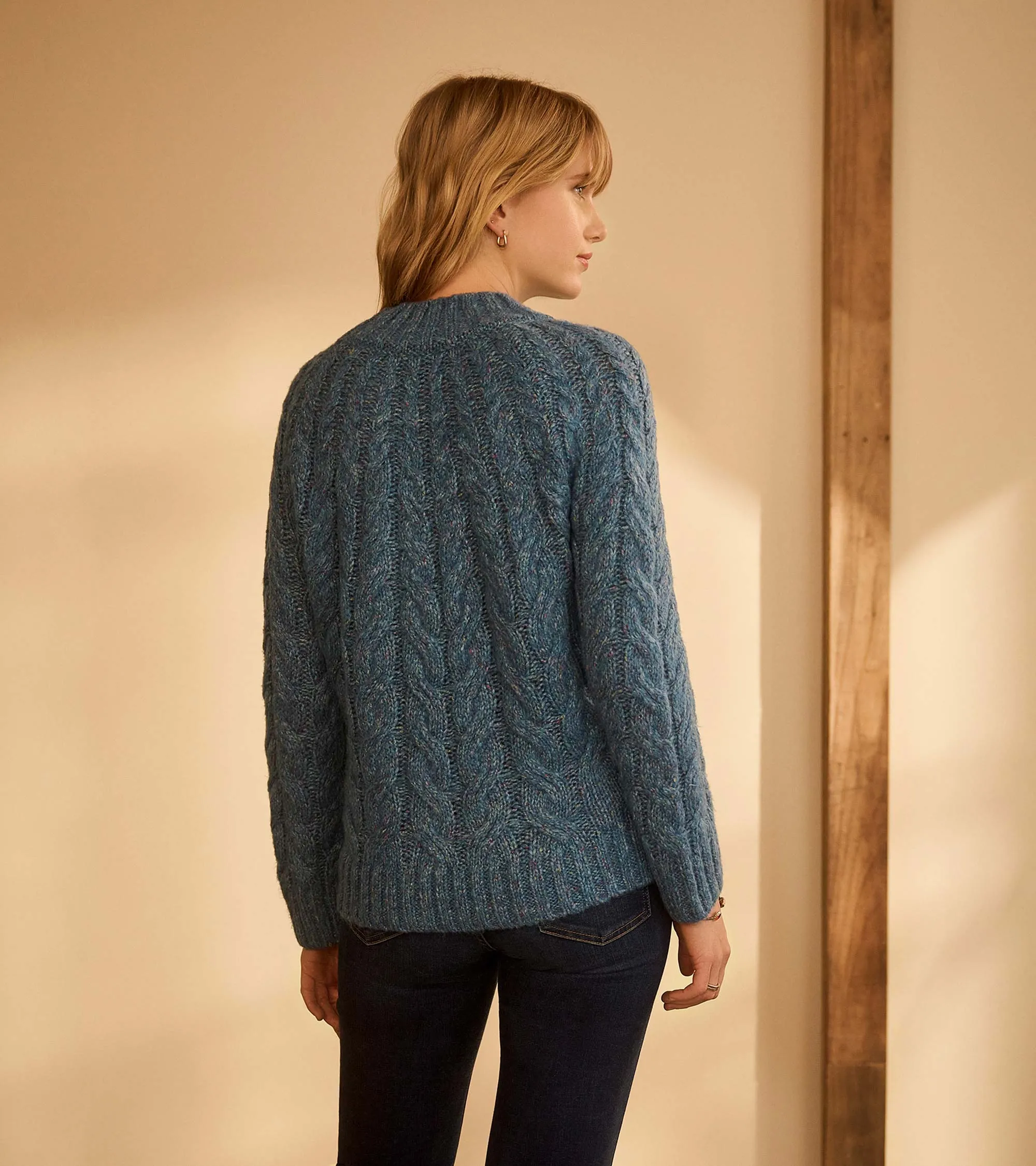 Dylan Cable Knit Sweater - Blue Heather -Hatley