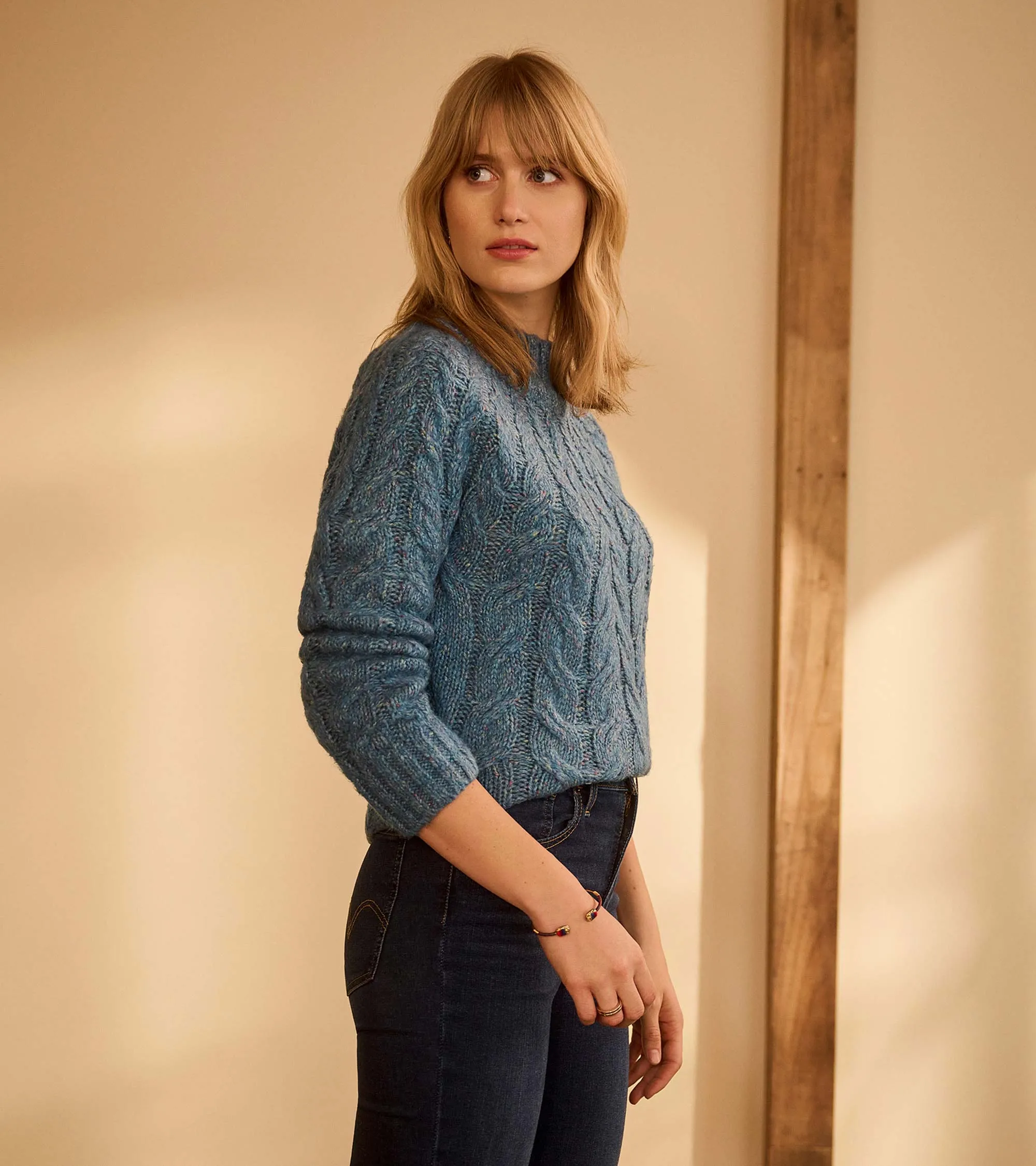 Dylan Cable Knit Sweater - Blue Heather -Hatley