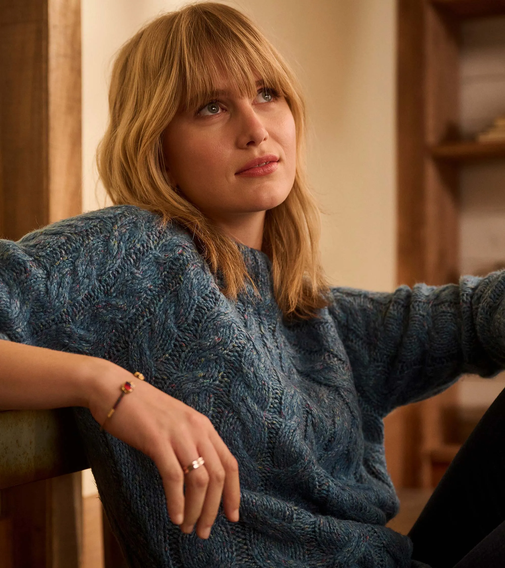 Dylan Cable Knit Sweater - Blue Heather -Hatley