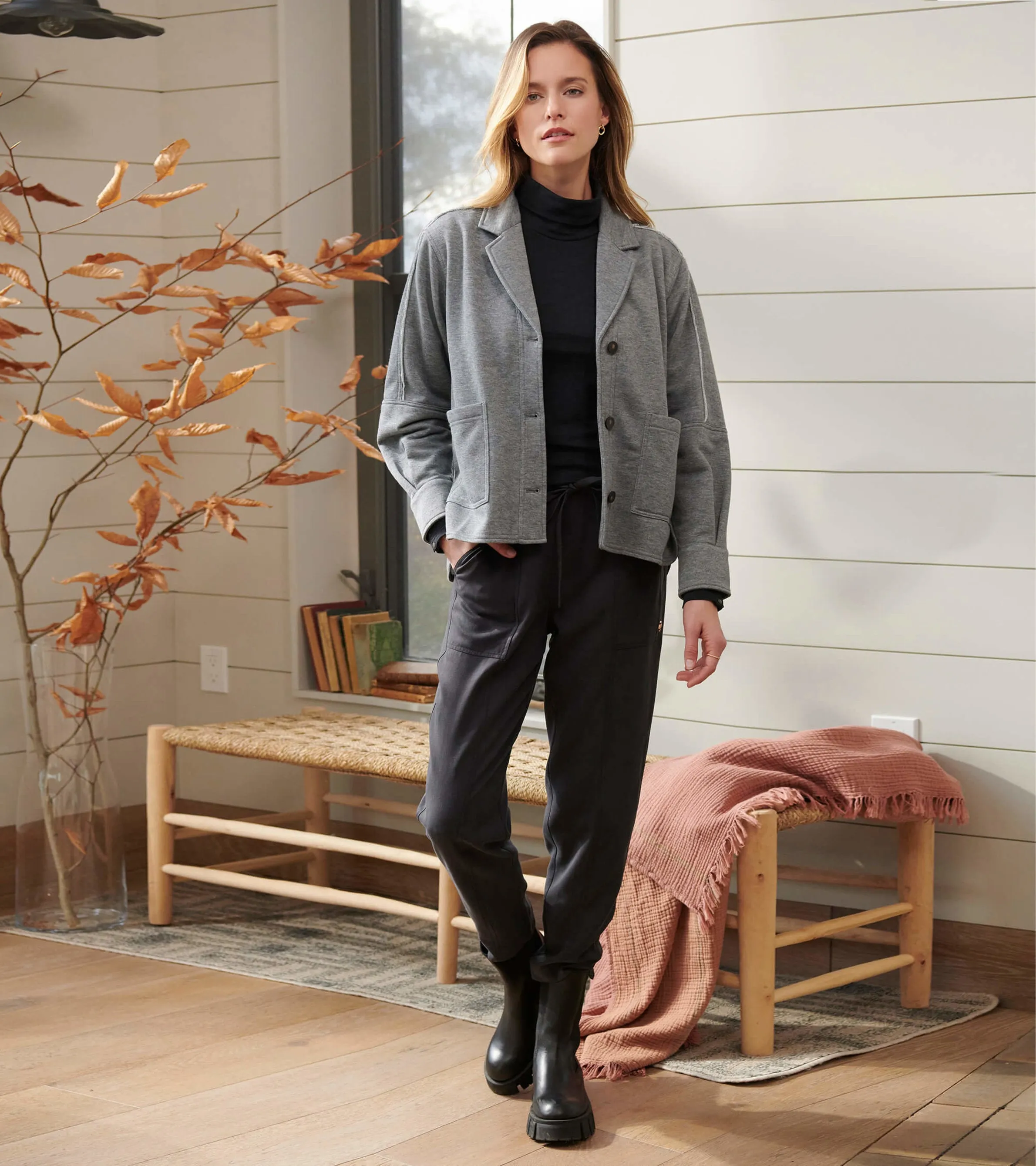 Emily Relaxed Blazer - Charcoal Melange -Hatley