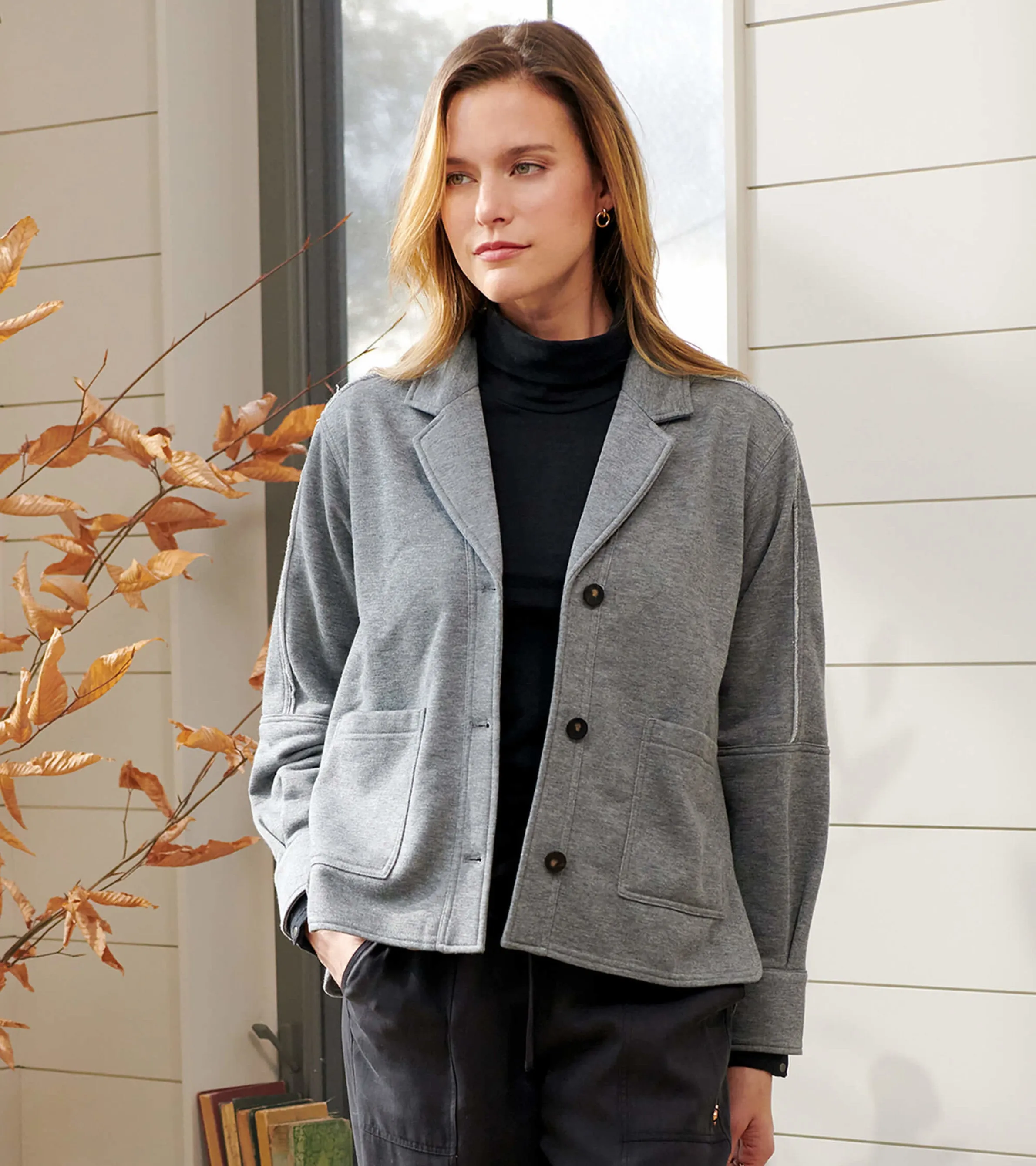 Emily Relaxed Blazer - Charcoal Melange -Hatley
