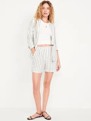 Extra High-Waisted Linen-Blend Taylor Trouser Shorts -- 5-inch inseam