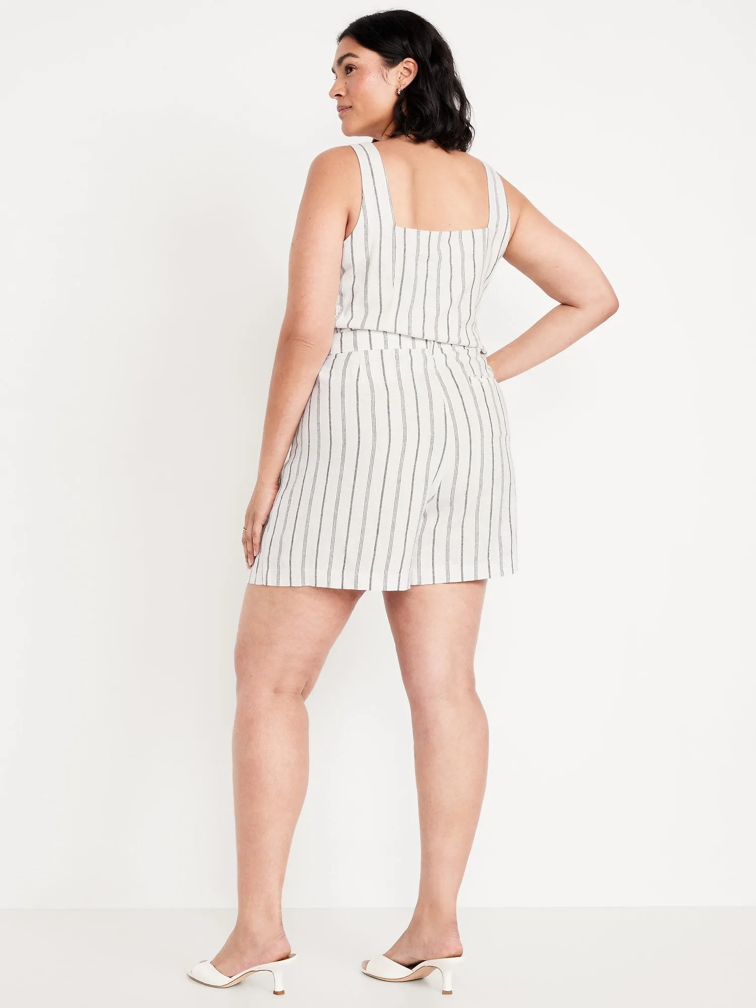 Extra High-Waisted Linen-Blend Taylor Trouser Shorts -- 5-inch inseam