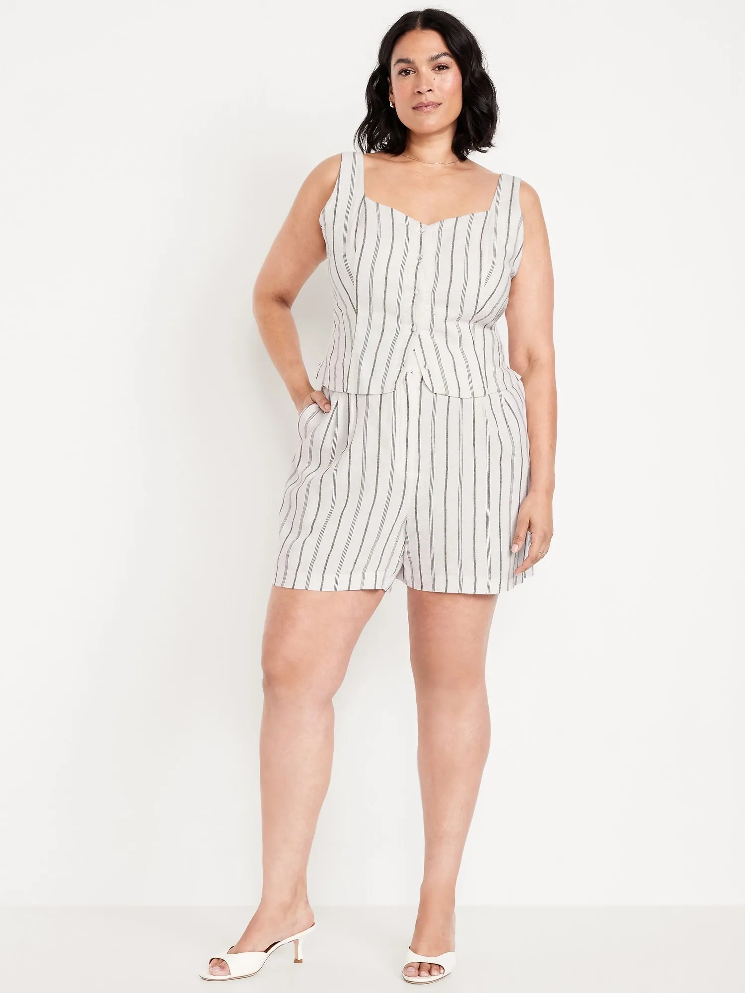 Extra High-Waisted Linen-Blend Taylor Trouser Shorts -- 5-inch inseam