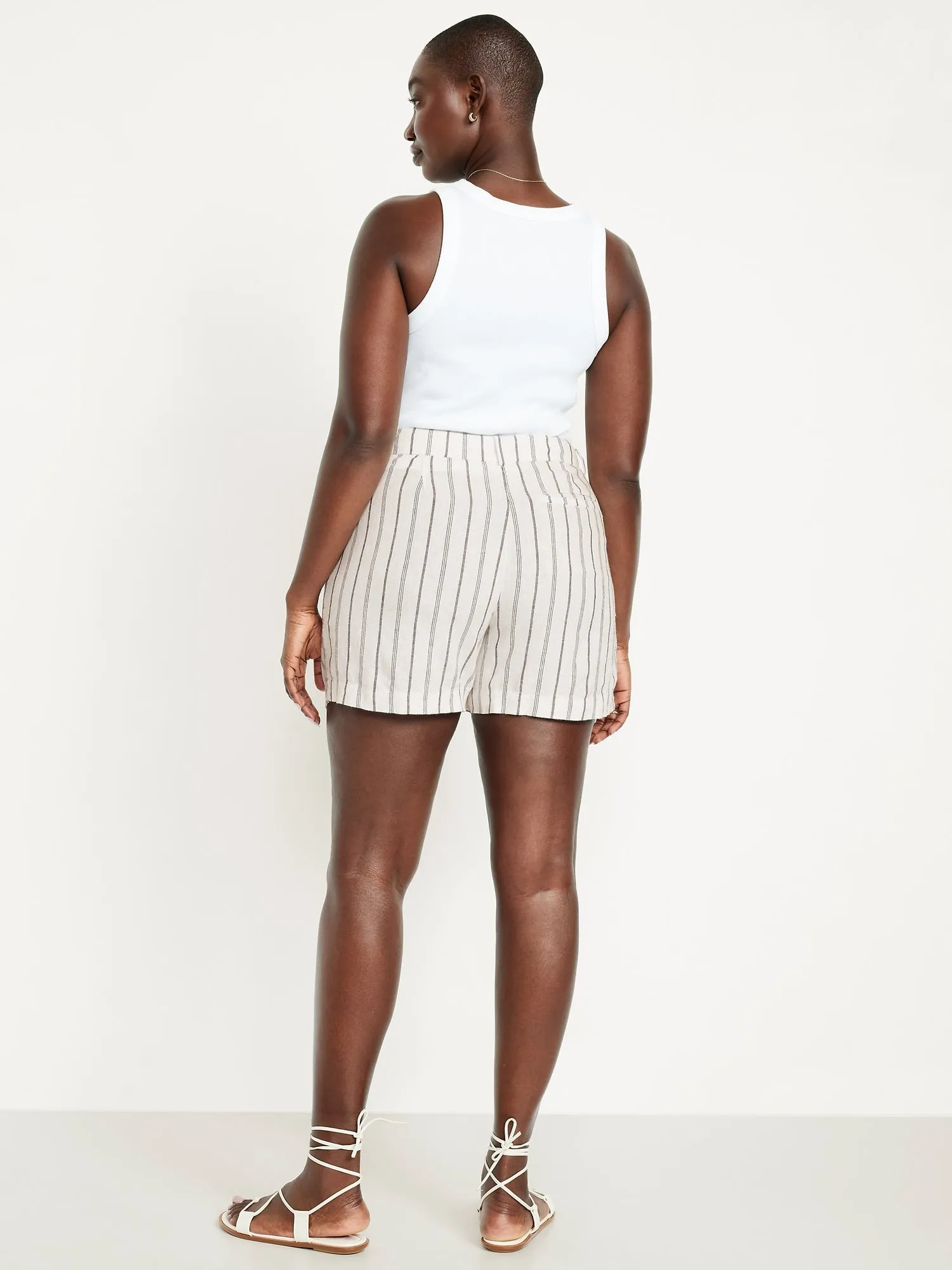 Extra High-Waisted Linen-Blend Taylor Trouser Shorts -- 5-inch inseam