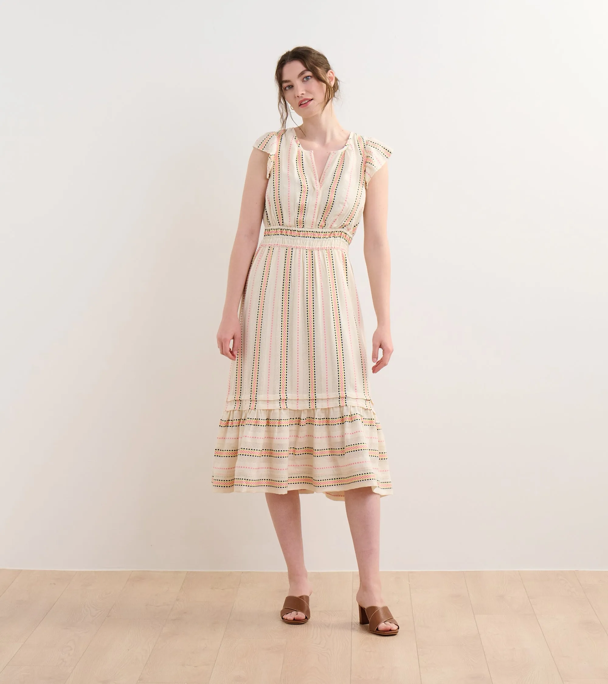 Fiona Midi Dress - Ribbon Weave Stripes -Hatley