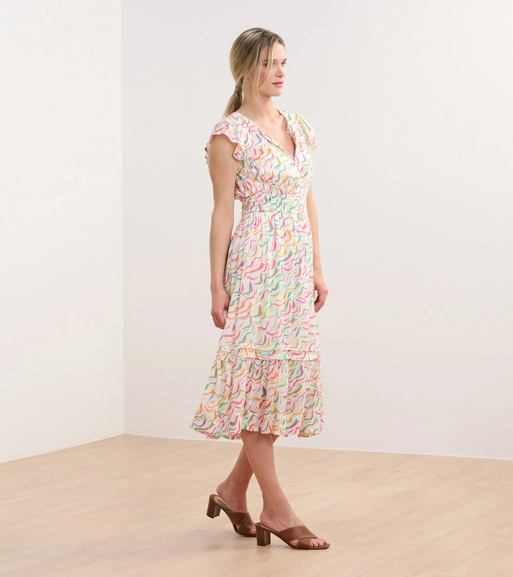 Fiona Midi Dress - Wavy Stripes -Hatley
