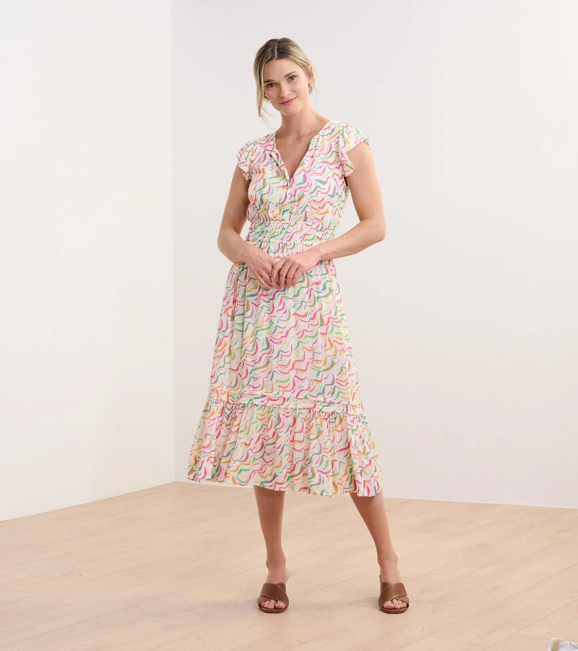 Fiona Midi Dress - Wavy Stripes -Hatley