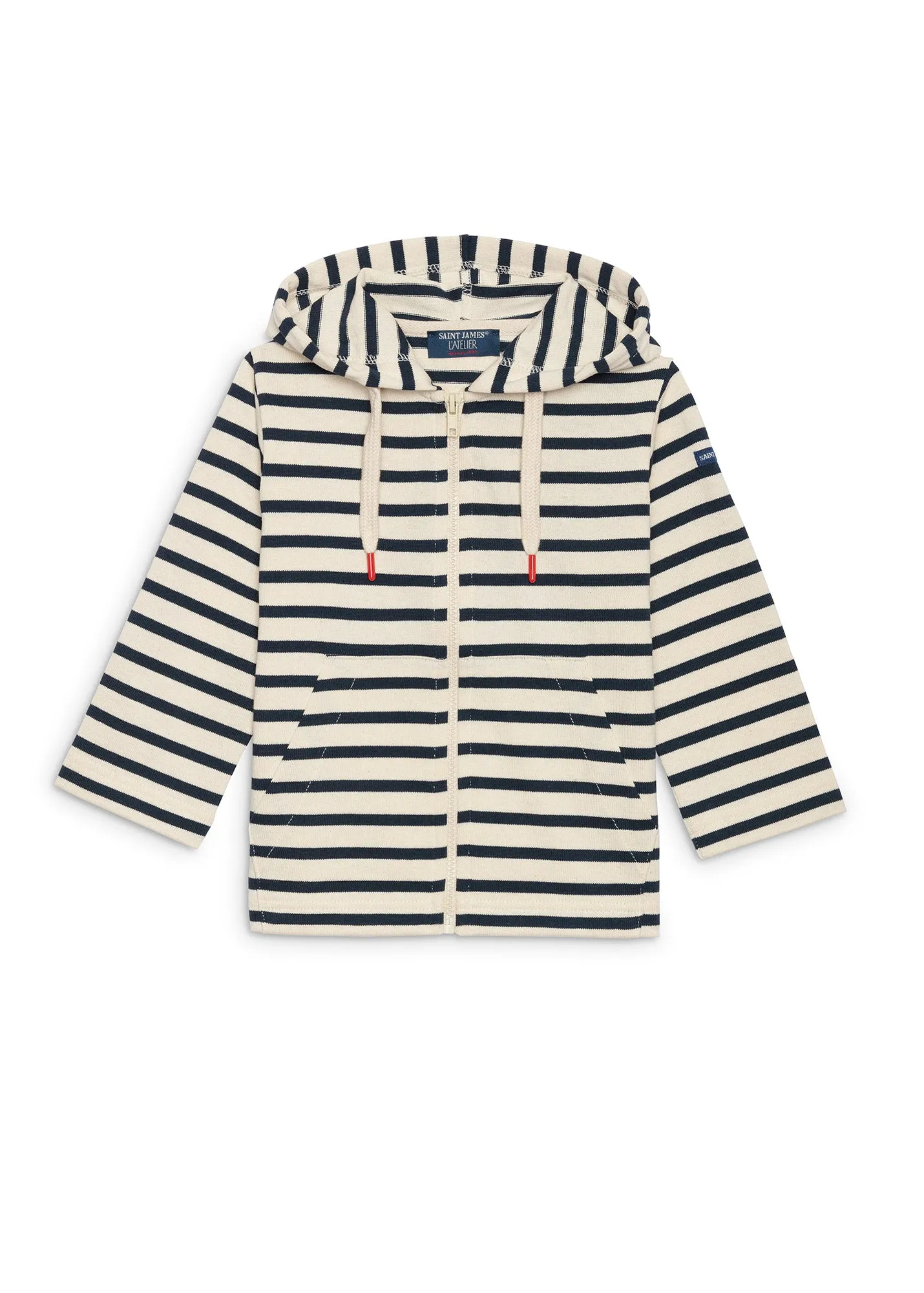 Gilet enfant ray Colleville -  capuche, en coton (ECRU/MARINE)
