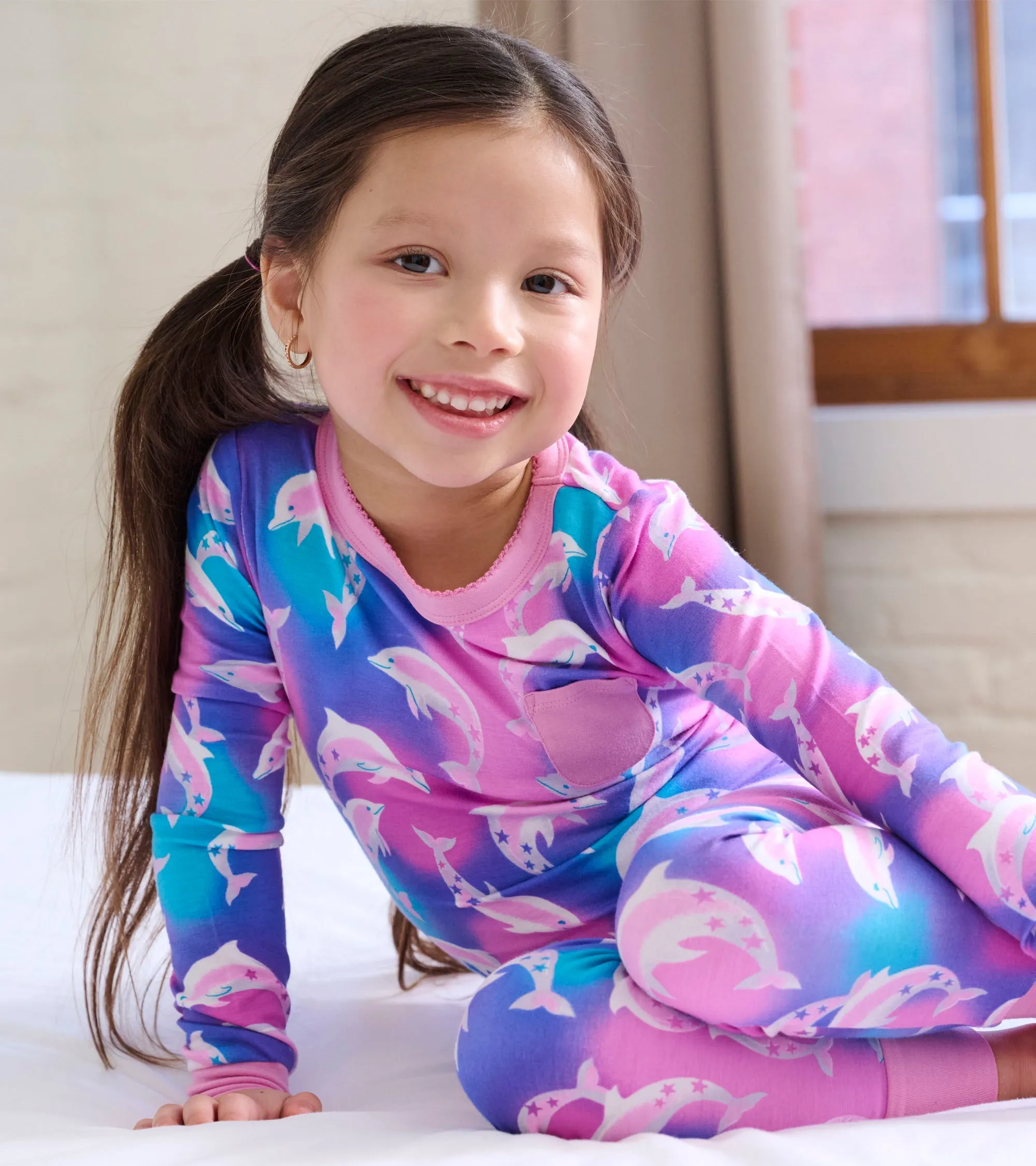 Girls Airbrush Dolphins Bamboo Pajama Set -Hatley