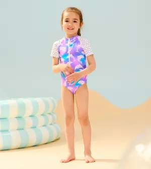 Girls Airbrush Dolphins One-Piece Rashguard -Hatley