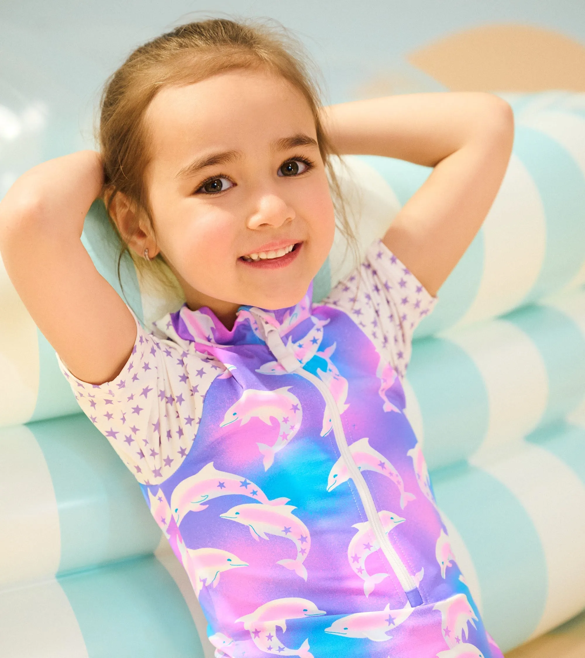 Girls Airbrush Dolphins One-Piece Rashguard -Hatley