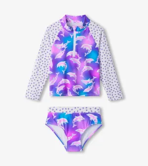 Girls Airbrush Dolphins Rashguard Set -Hatley