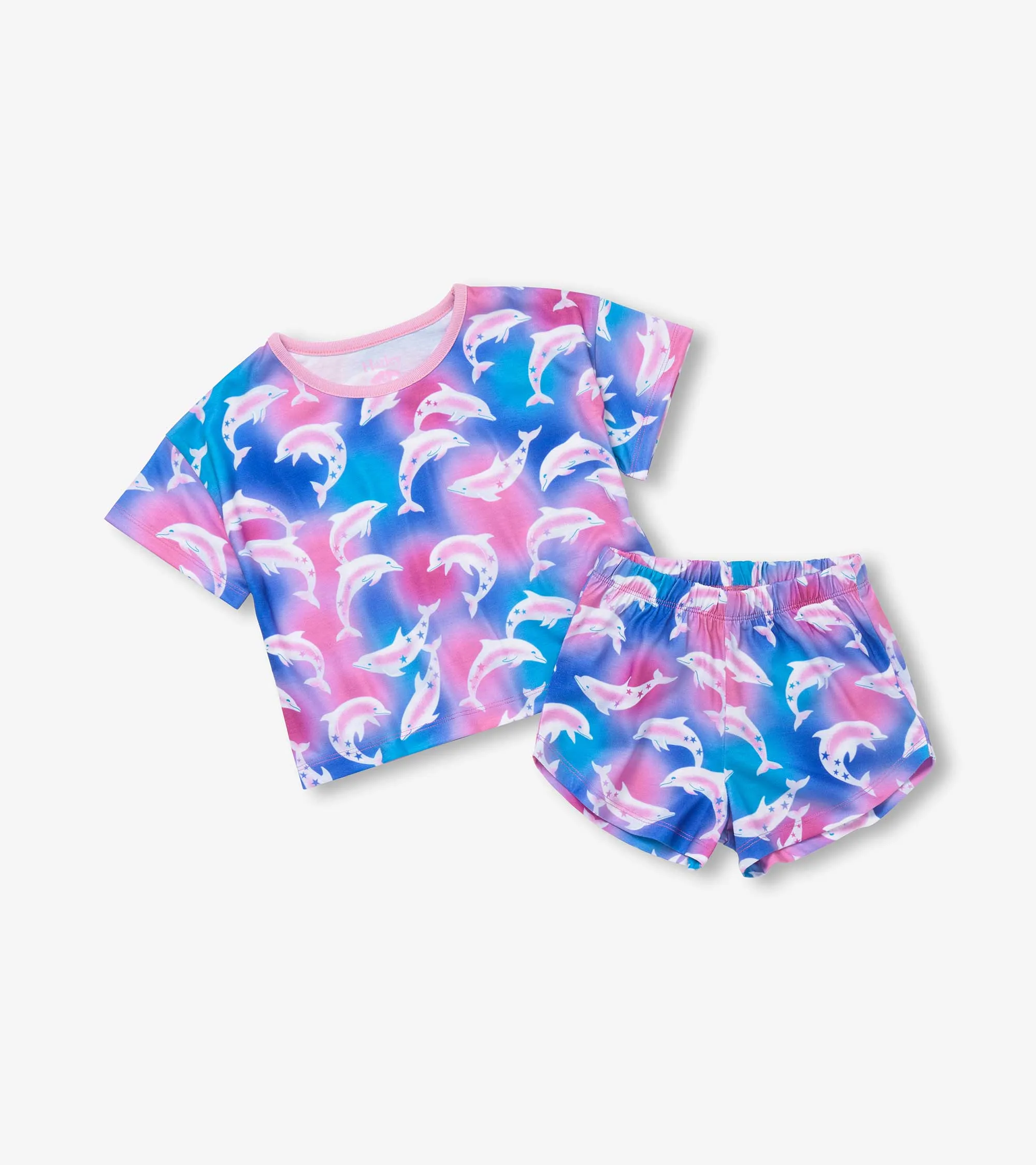 Girls Airbrush Dolphins Tee and Shorts Pajama Set -Hatley