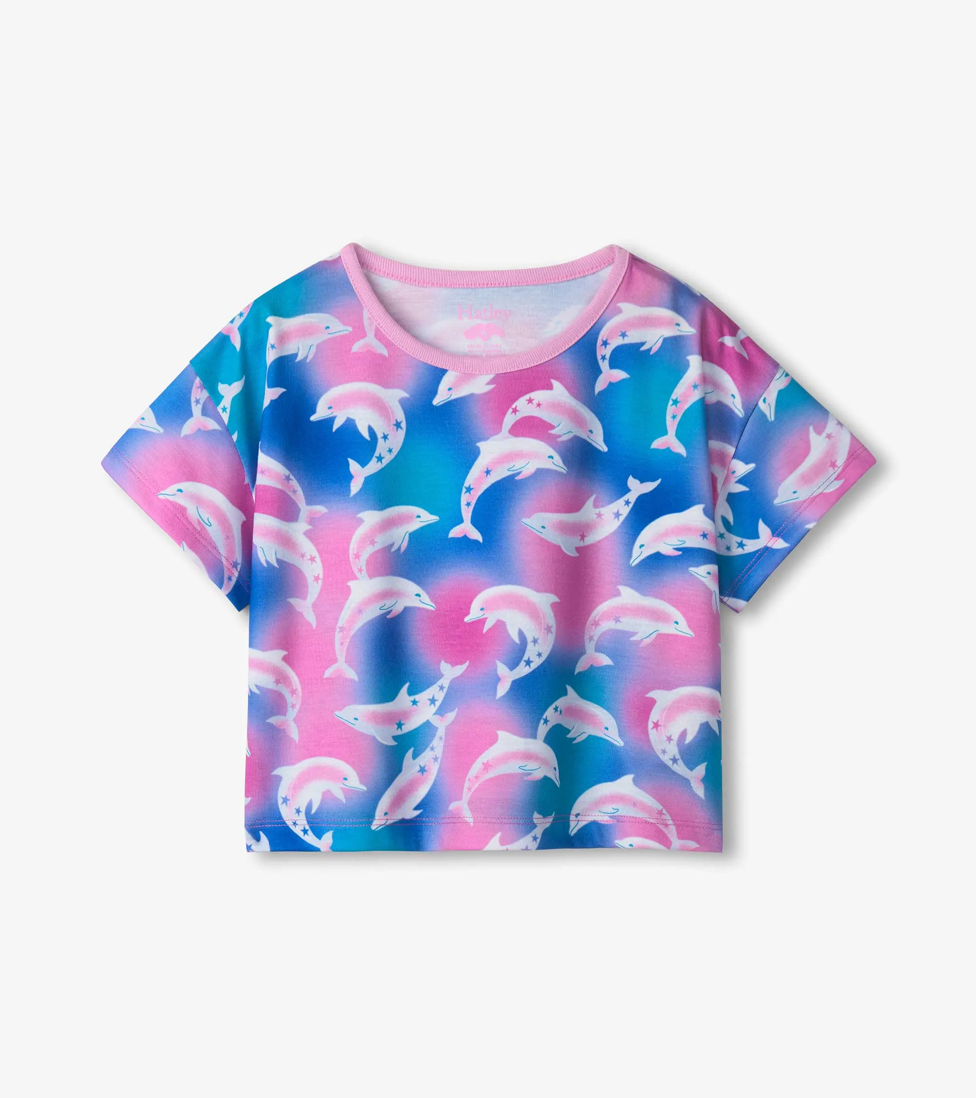 Girls Airbrush Dolphins Tee and Shorts Pajama Set -Hatley