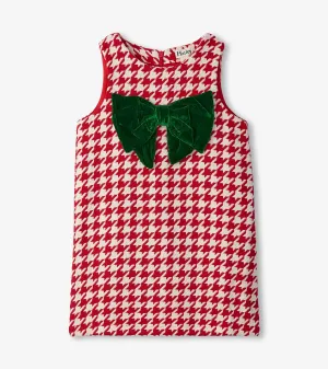 Girls Big Bow Houndstooth Dress -Hatley