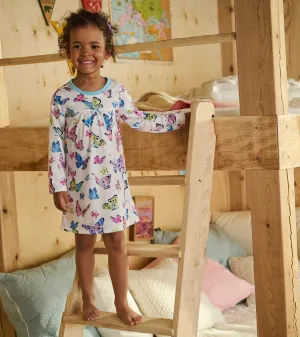 Girls Big Butterflies Long Sleeve Nightgown -Hatley