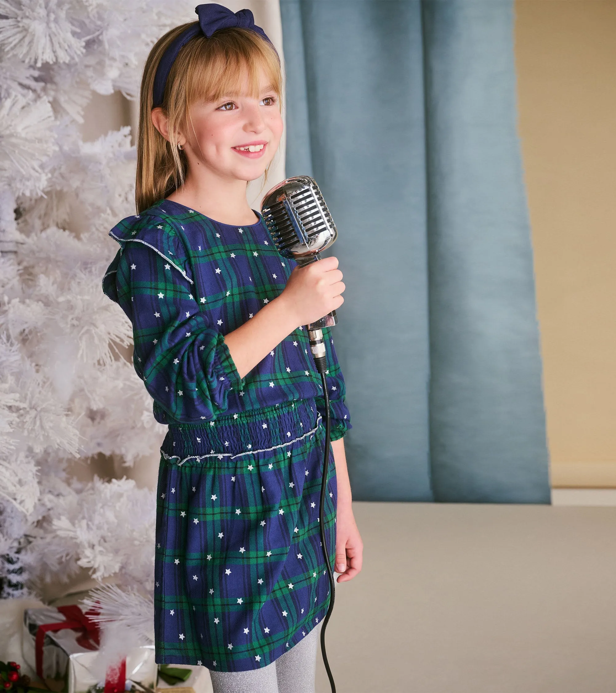 Girls Blackwatch Plaid Smocked Waist Dress -Hatley