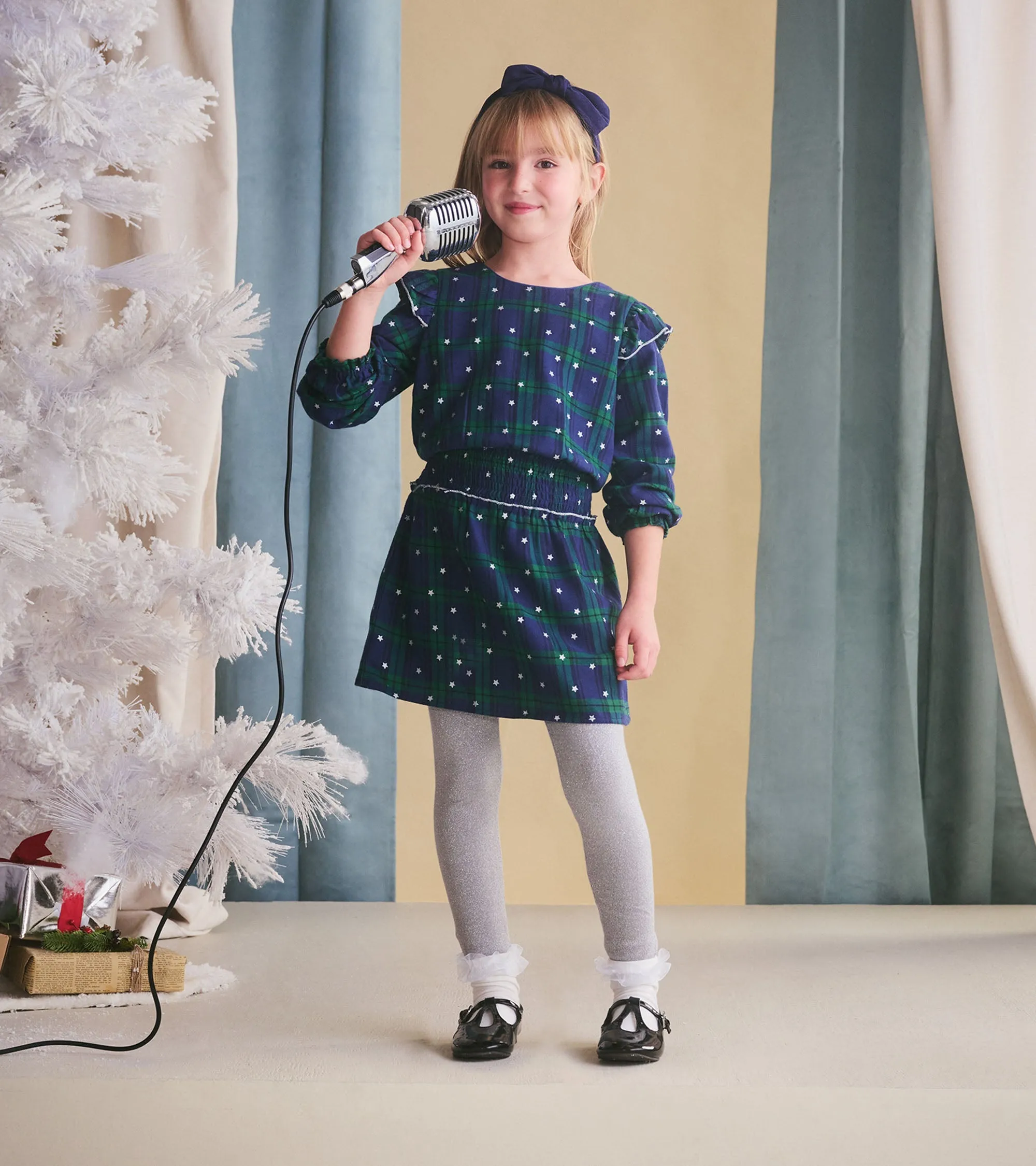 Girls Blackwatch Plaid Smocked Waist Dress -Hatley