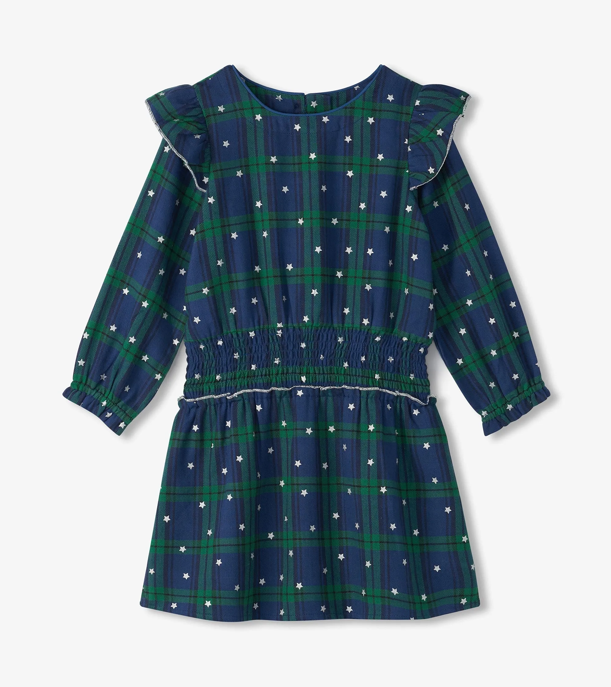 Girls Blackwatch Plaid Smocked Waist Dress -Hatley