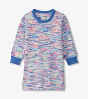 Girls Blue Boucle Sweater Dress -Hatley