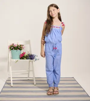 Girls Chambray Smocked Jumpsuit -Hatley