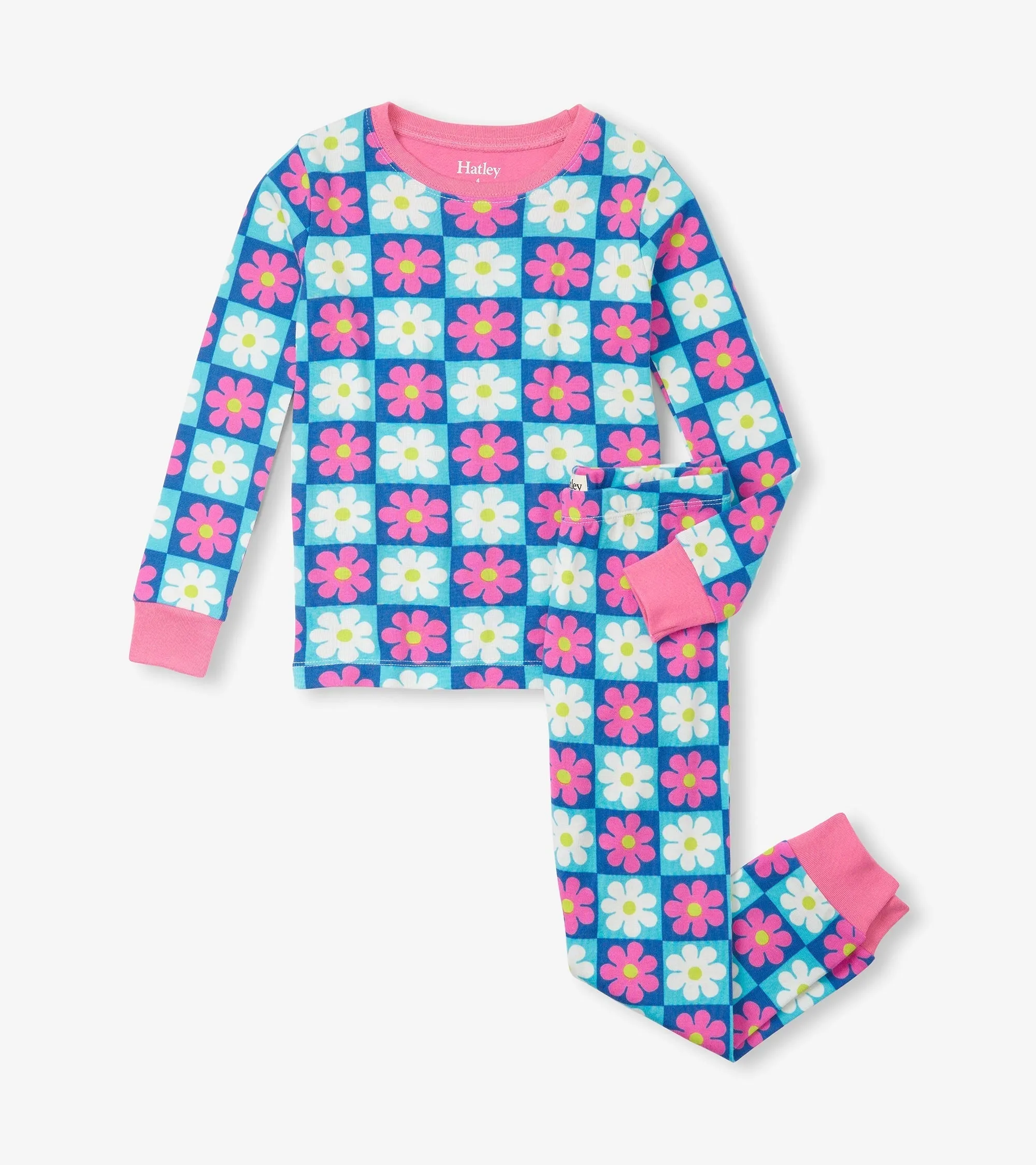 Girls Checkered Daisies Organic Cotton Pajama Set -Hatley