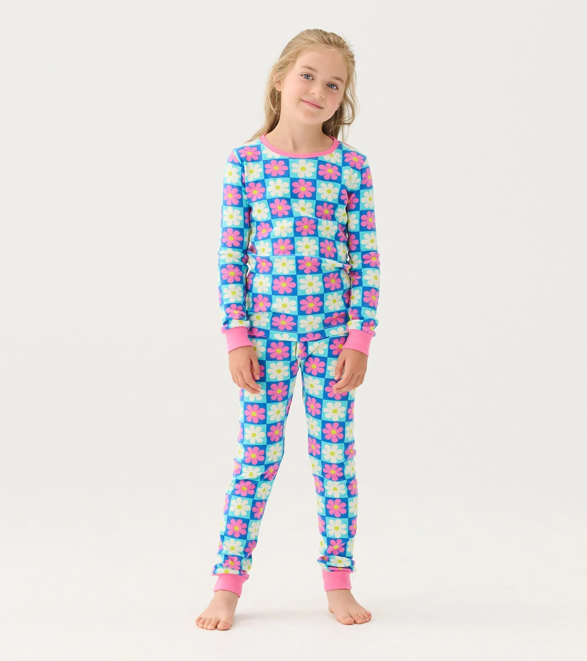 Girls Checkered Daisies Organic Cotton Pajama Set -Hatley