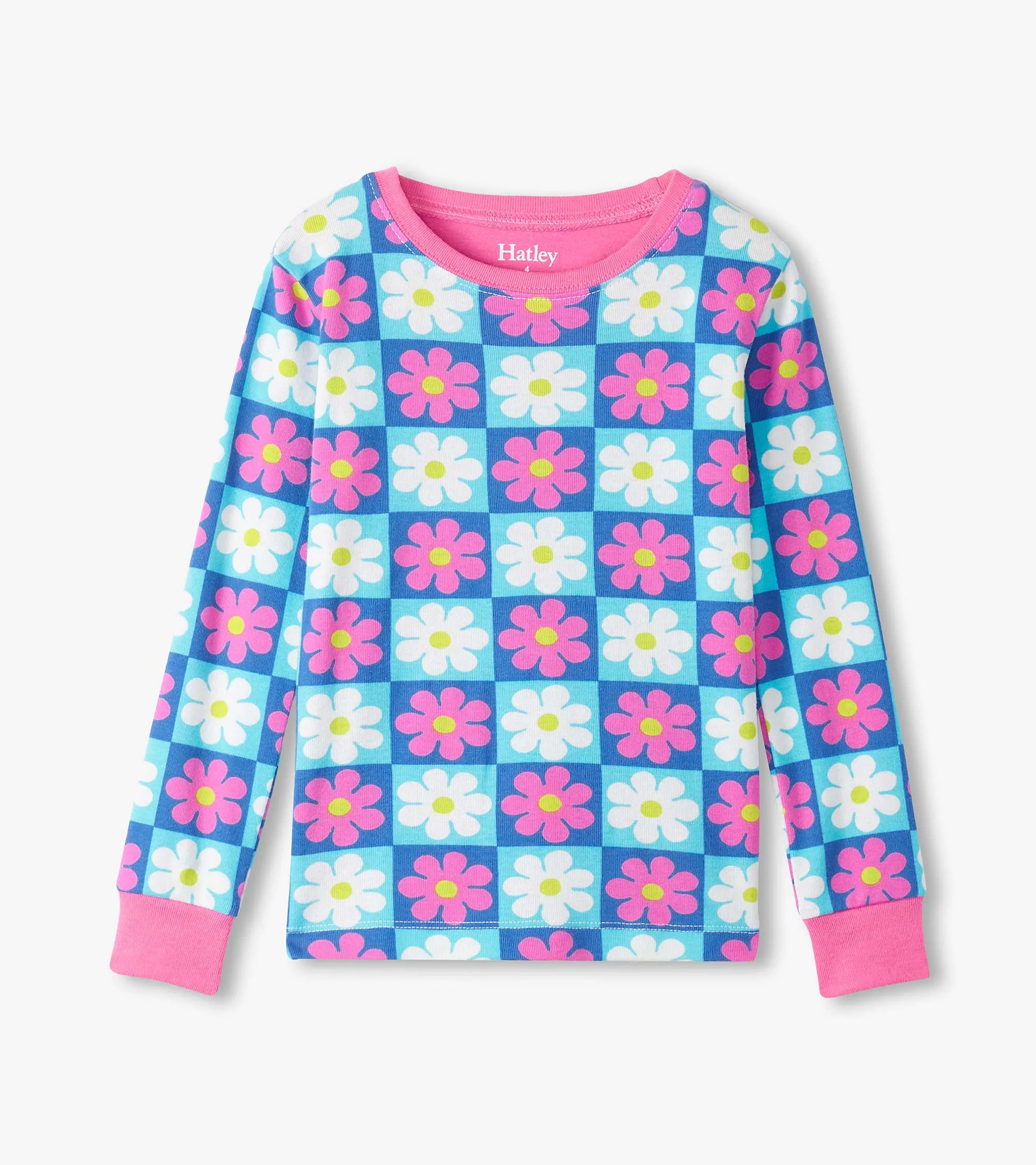 Girls Checkered Daisies Organic Cotton Pajama Set -Hatley