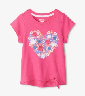 Girls Chiffon Heart Tie Front T-Shirt -Hatley