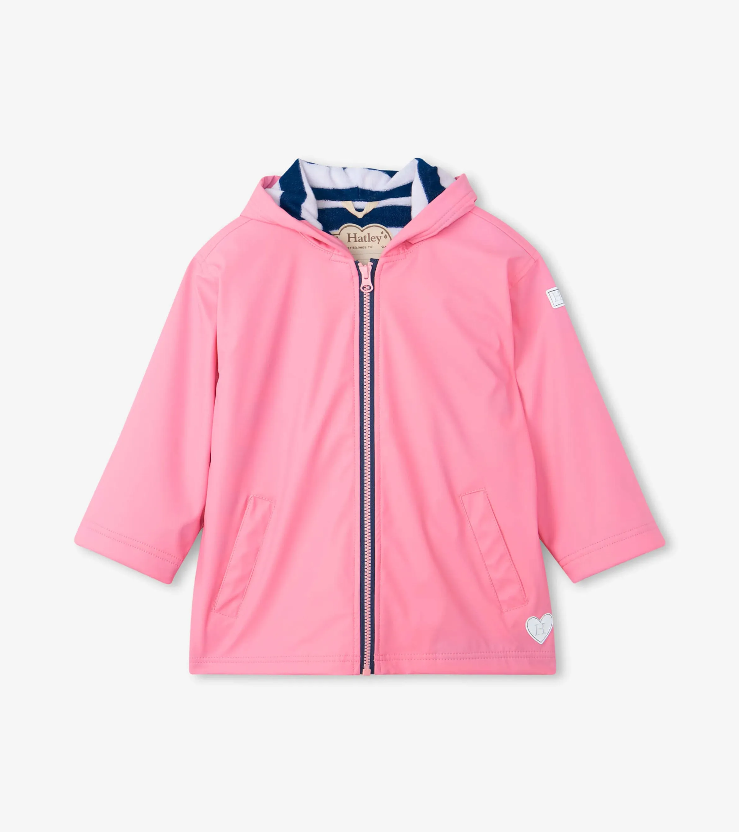 Girls Classic Pink Zip-Up Rain Jacket -Hatley