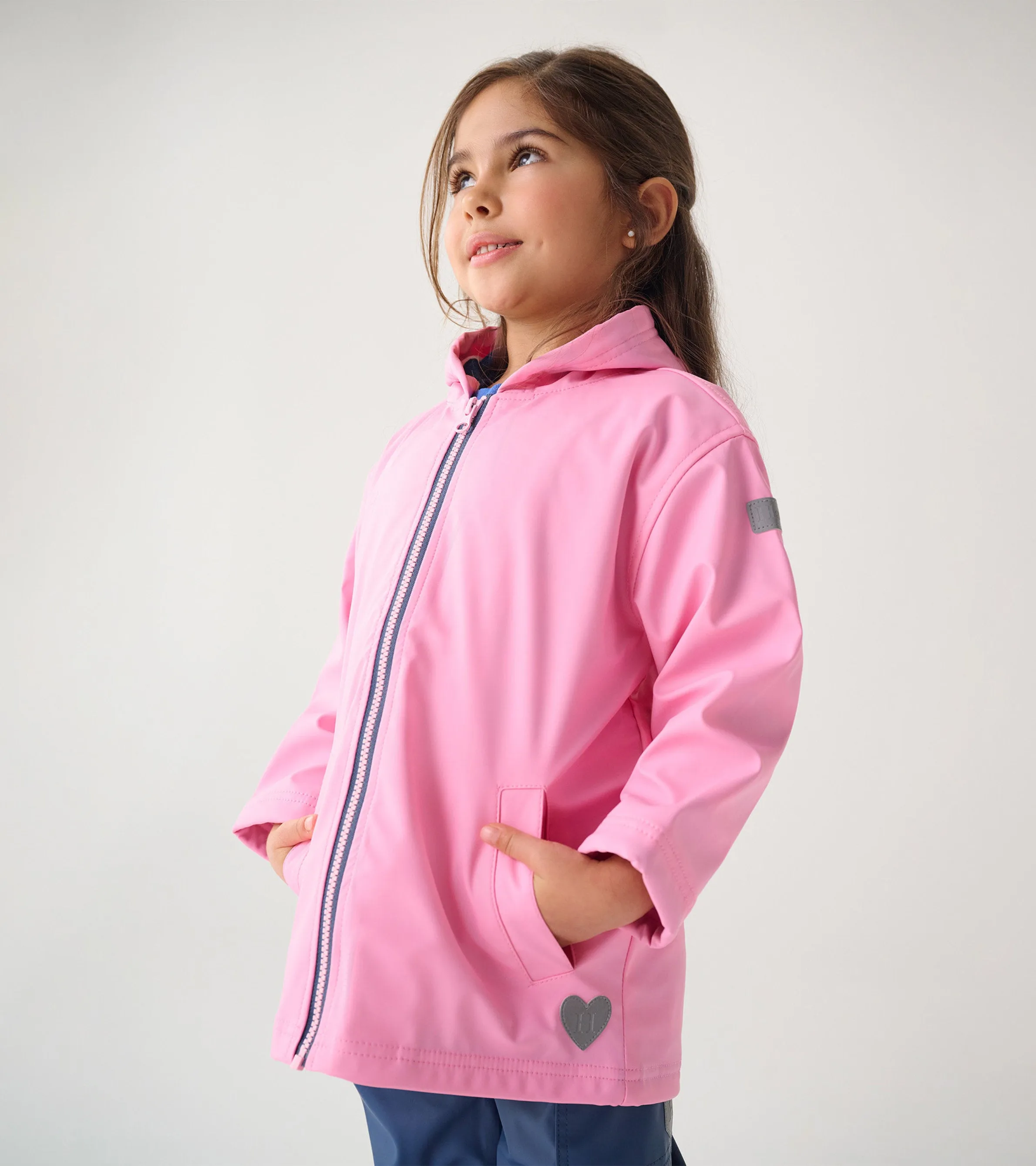 Girls Classic Pink Zip-Up Rain Jacket -Hatley