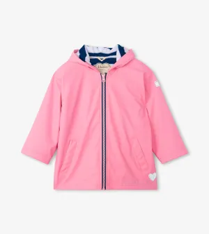 Girls Classic Pink Zip-Up Rain Jacket -Hatley