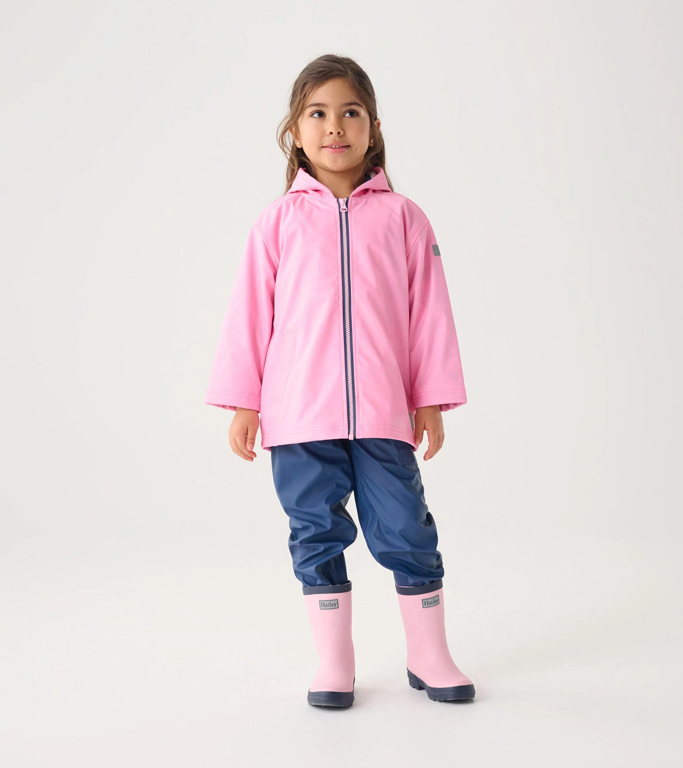 Girls Classic Pink Zip-Up Rain Jacket -Hatley