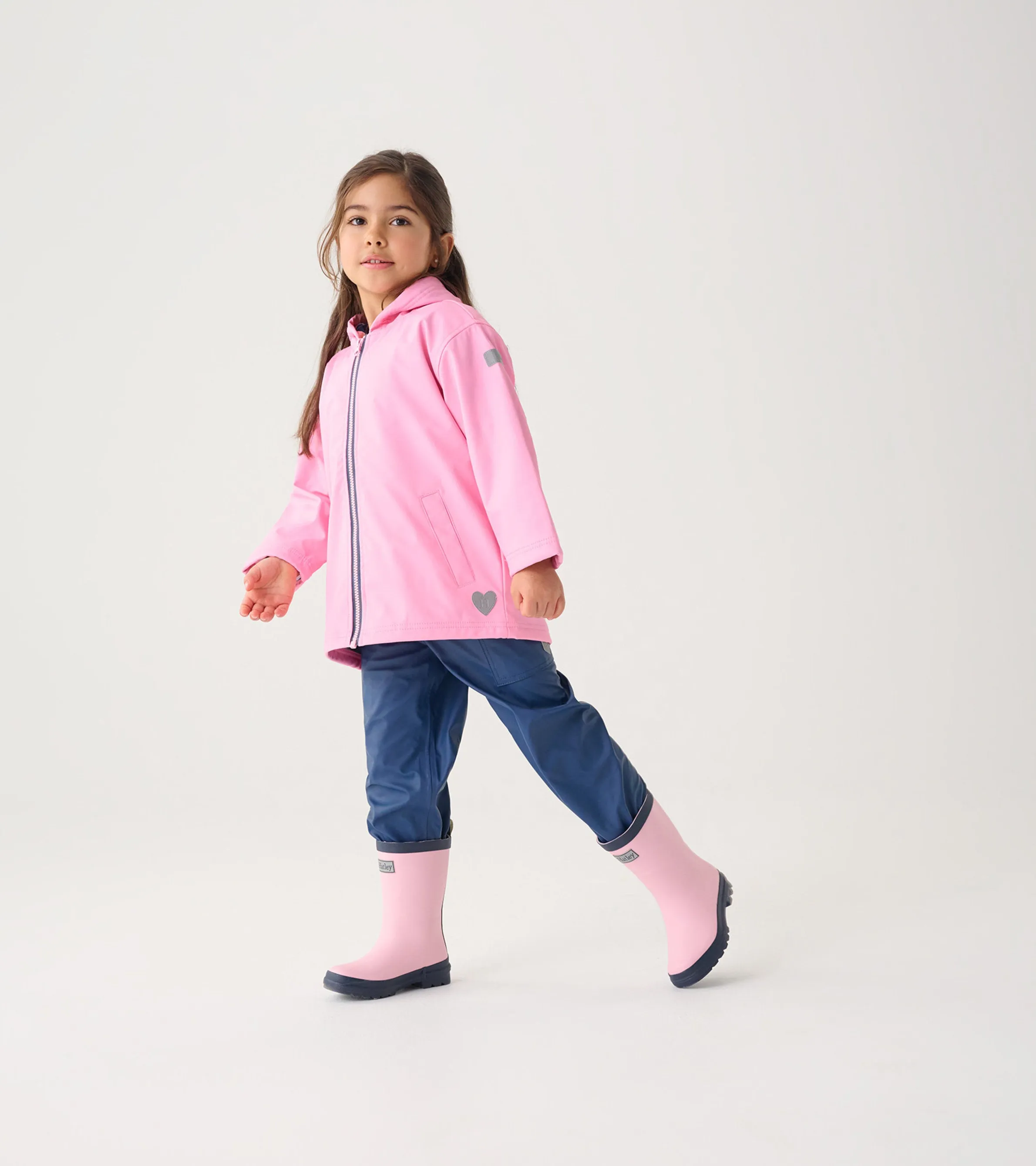 Girls Classic Pink Zip-Up Rain Jacket -Hatley