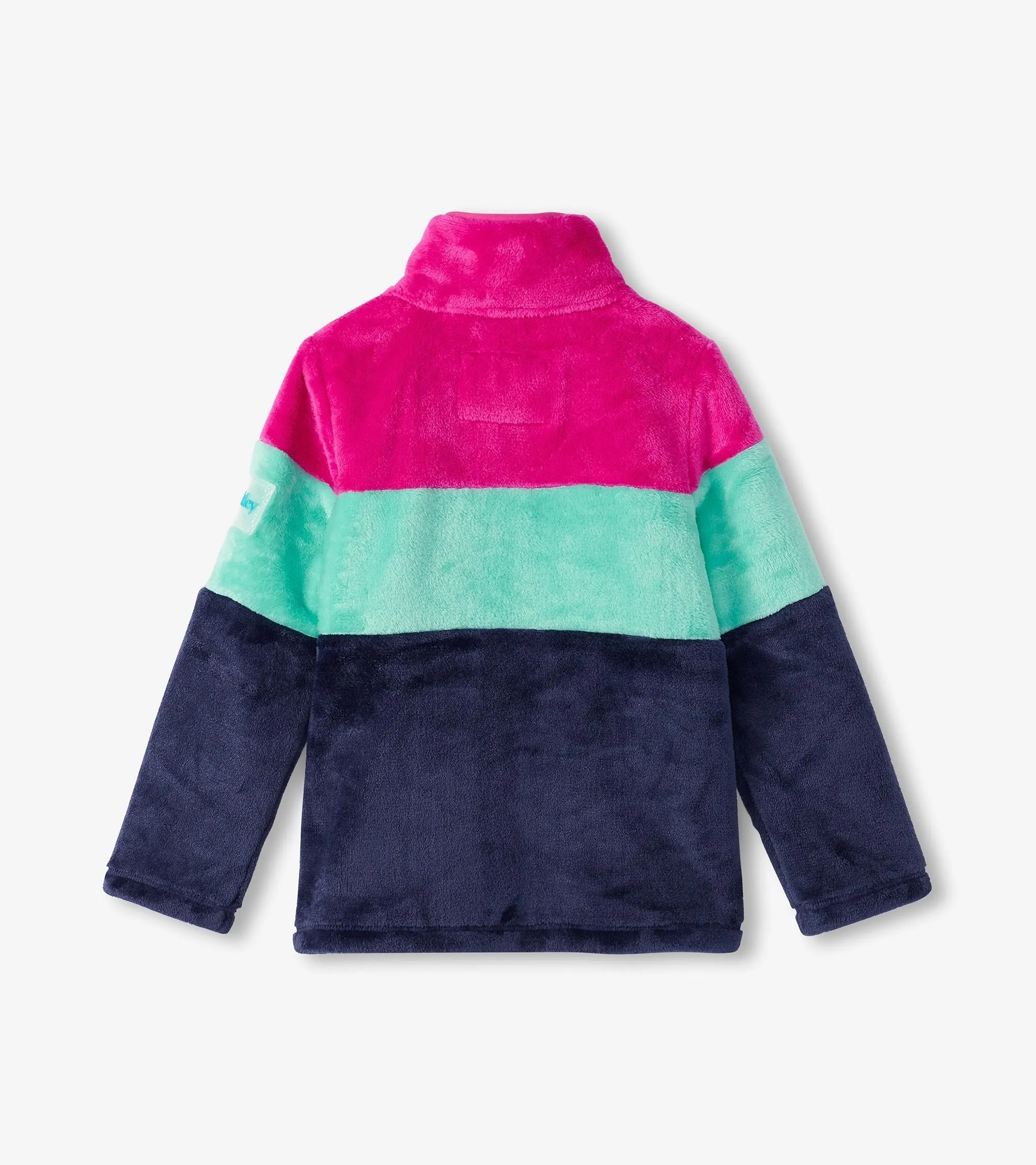 Girls Colourblock Stripes Fuzzy Fleece Zip-Up Jacket -Hatley