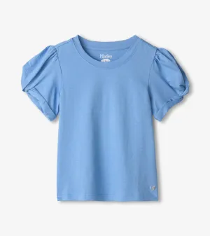 Girls Cornflower Blue Twisted Sleeve Tee -Hatley