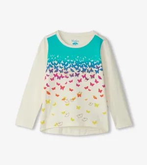 Girls Falling Butterflies Long Sleeve Graphic Tee -Hatley