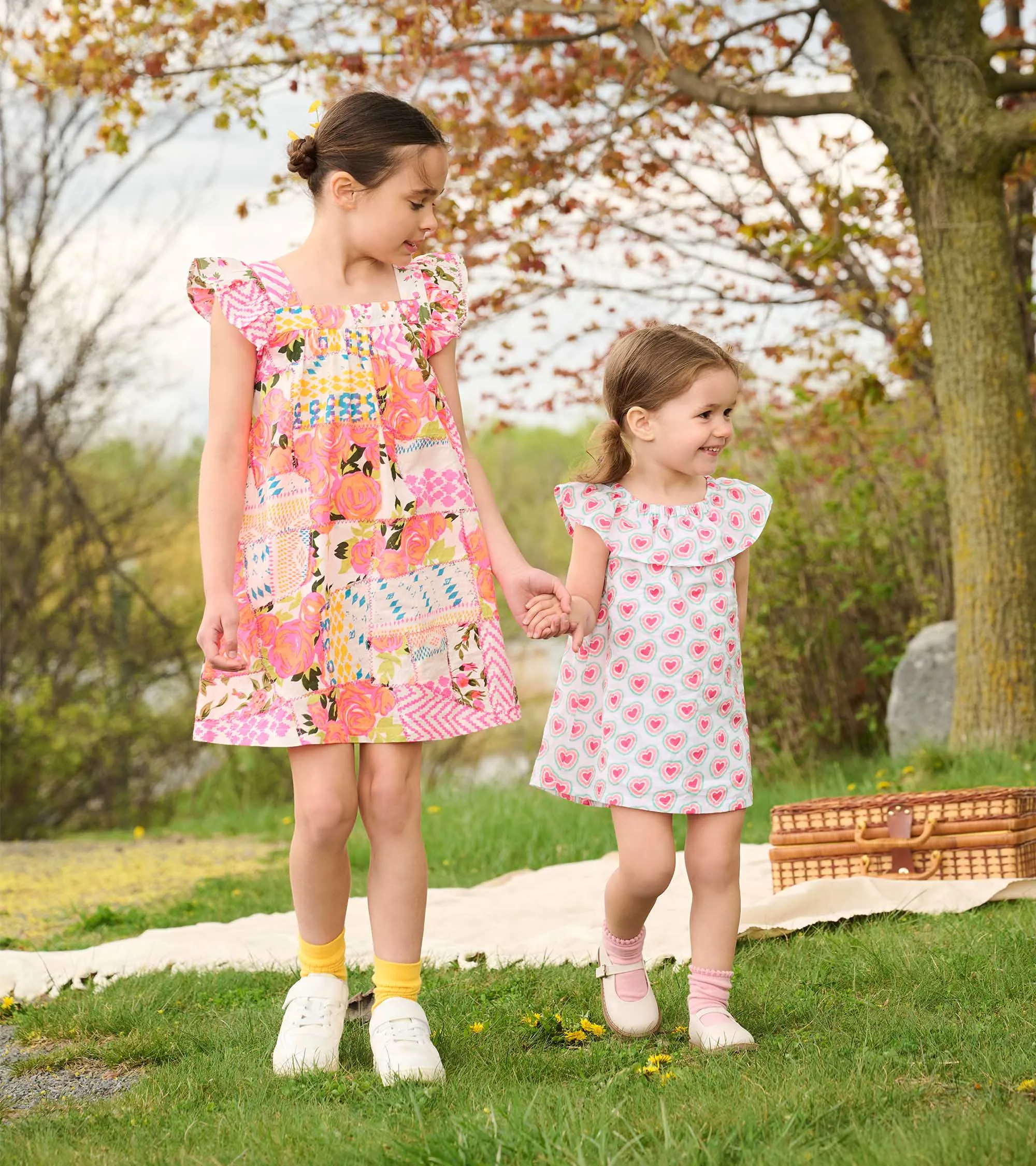 Girls Floral Patchwork Flutter Puff Dress -Hatley