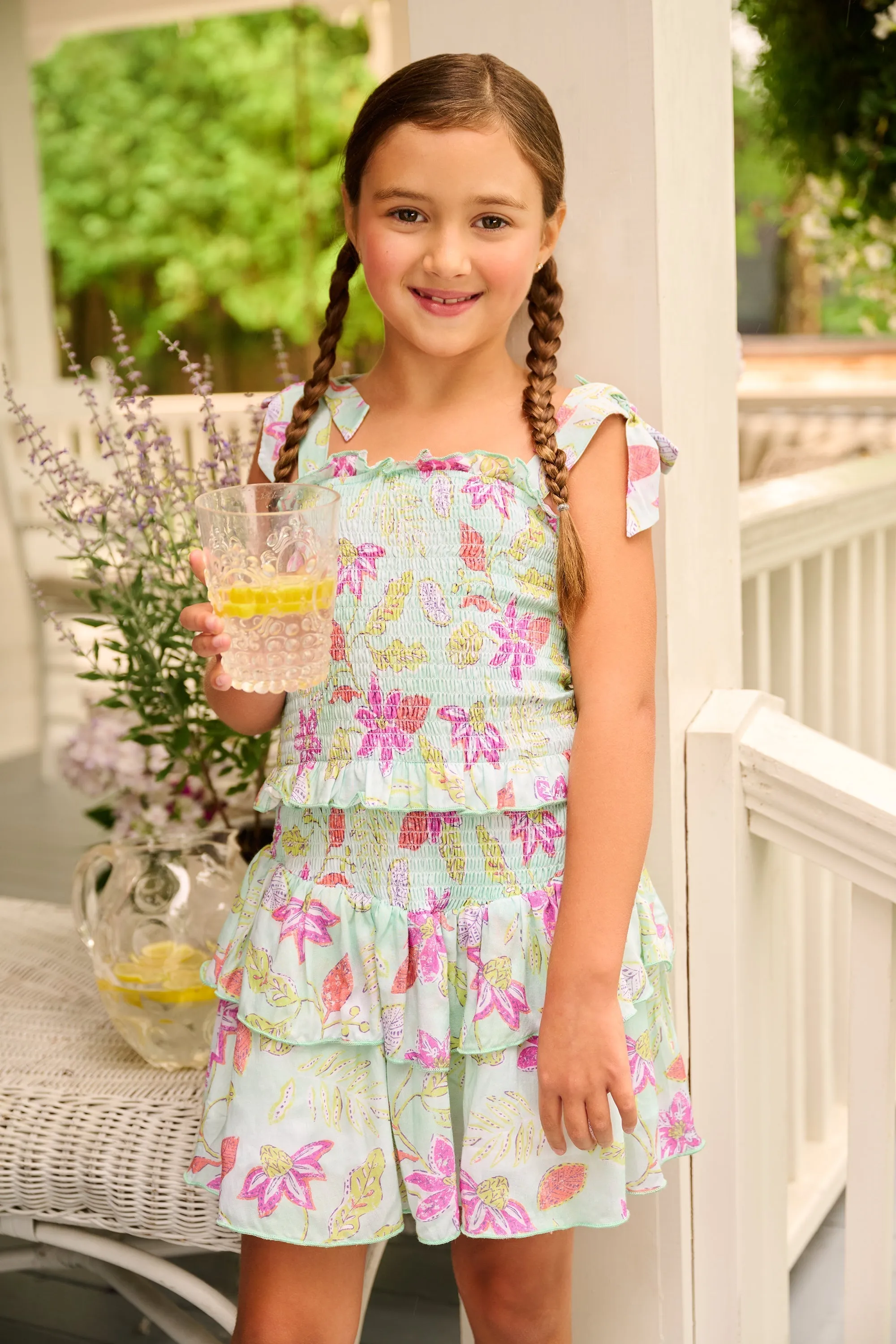 Girls Floral Smocked Angel Dress -Hatley
