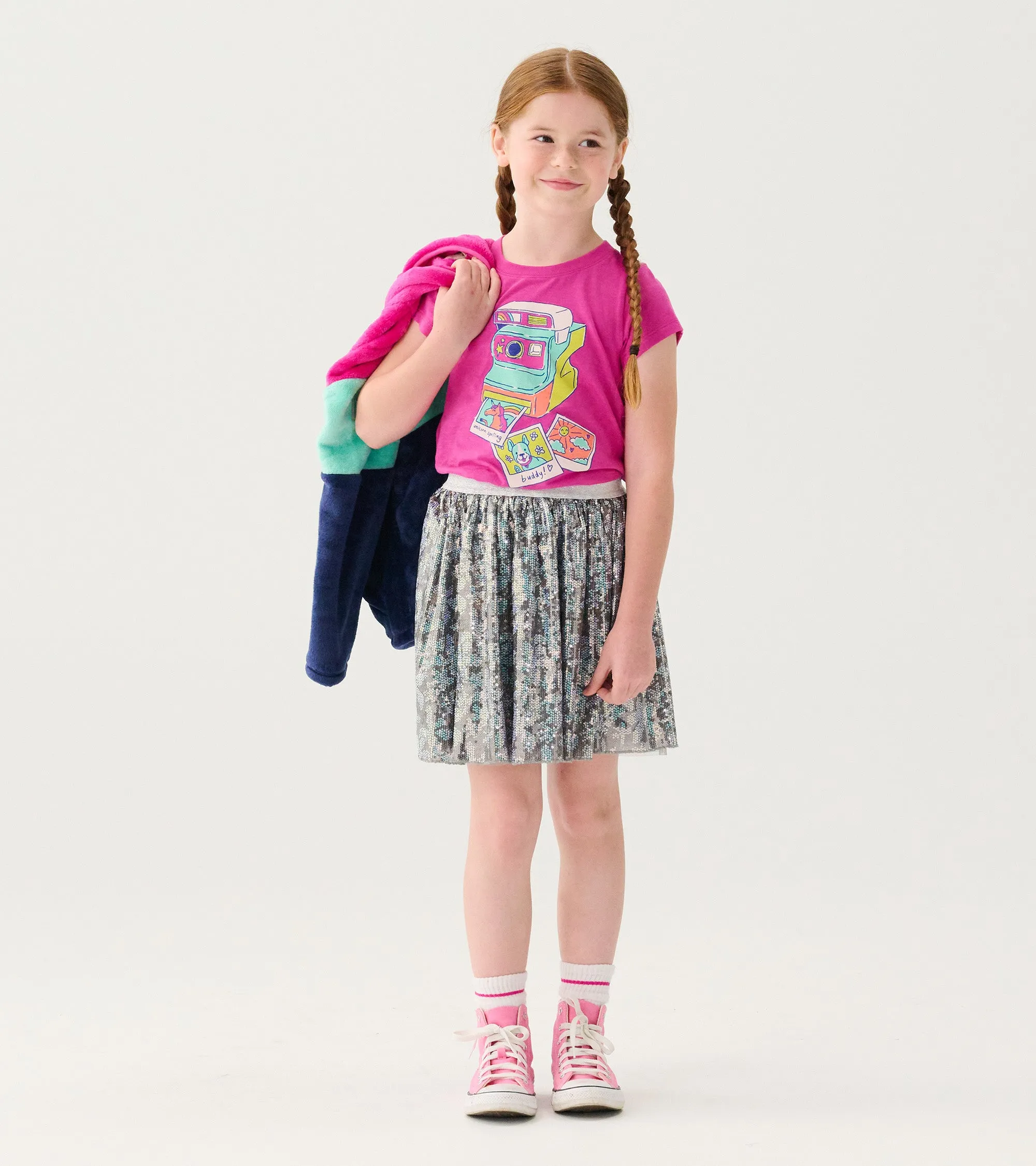 Girls Flower Shimmer Sequin Tulle Skirt -Hatley